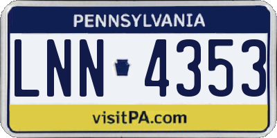 PA license plate LNN4353