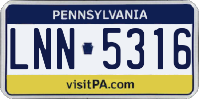 PA license plate LNN5316