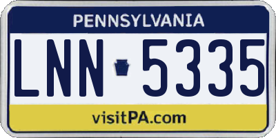PA license plate LNN5335
