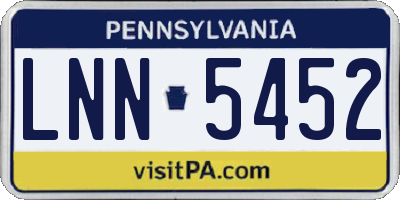 PA license plate LNN5452