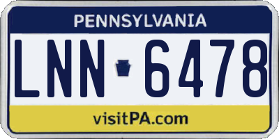 PA license plate LNN6478