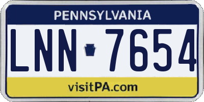 PA license plate LNN7654