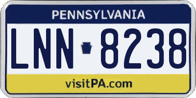 PA license plate LNN8238