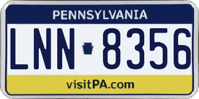 PA license plate LNN8356