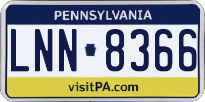 PA license plate LNN8366