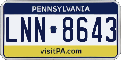 PA license plate LNN8643