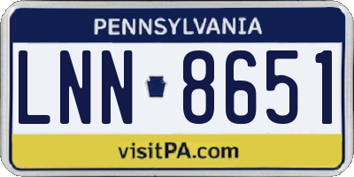 PA license plate LNN8651