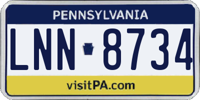 PA license plate LNN8734