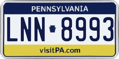 PA license plate LNN8993