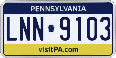 PA license plate LNN9103