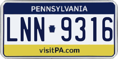 PA license plate LNN9316