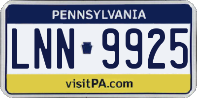 PA license plate LNN9925
