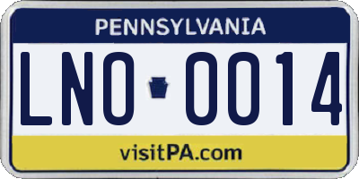 PA license plate LNO0014