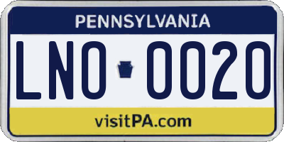 PA license plate LNO0020