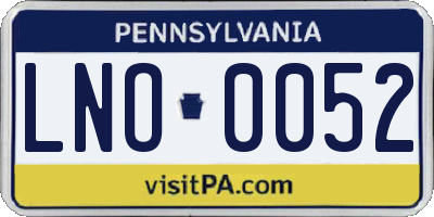 PA license plate LNO0052