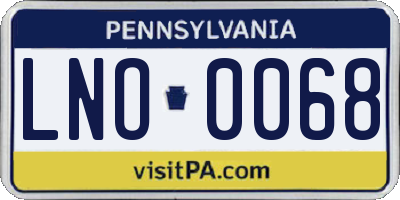 PA license plate LNO0068