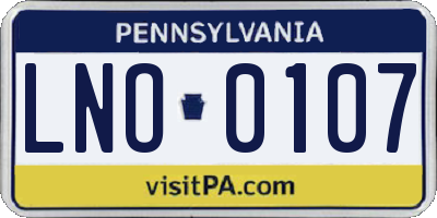 PA license plate LNO0107