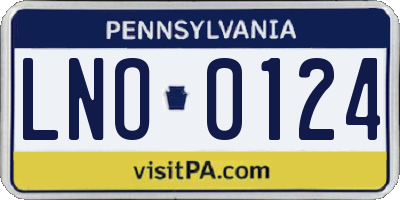 PA license plate LNO0124