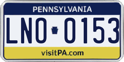 PA license plate LNO0153