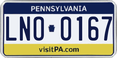 PA license plate LNO0167