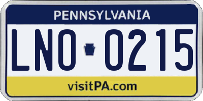 PA license plate LNO0215