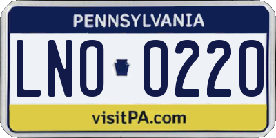 PA license plate LNO0220
