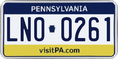 PA license plate LNO0261