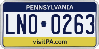 PA license plate LNO0263