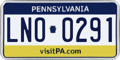 PA license plate LNO0291