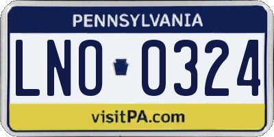 PA license plate LNO0324