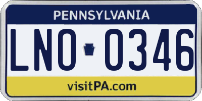 PA license plate LNO0346