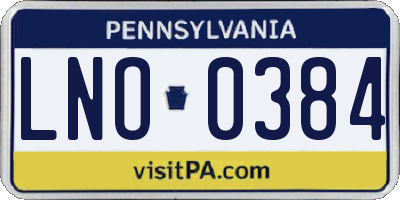 PA license plate LNO0384
