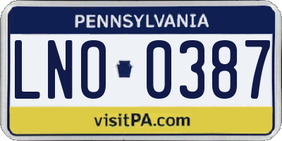 PA license plate LNO0387