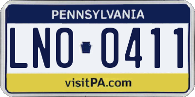 PA license plate LNO0411