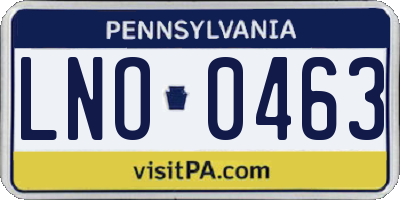PA license plate LNO0463