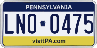 PA license plate LNO0475
