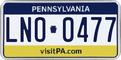 PA license plate LNO0477