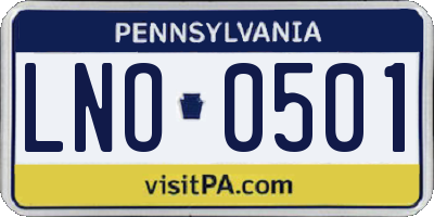 PA license plate LNO0501