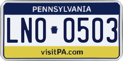 PA license plate LNO0503