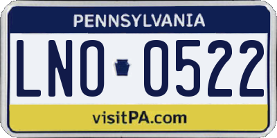 PA license plate LNO0522
