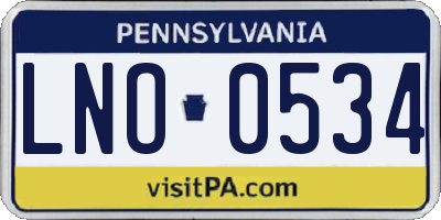PA license plate LNO0534