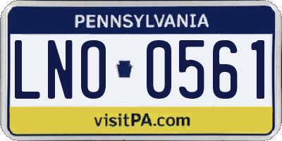 PA license plate LNO0561