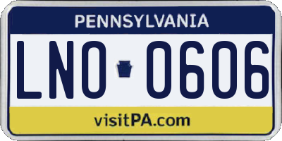 PA license plate LNO0606