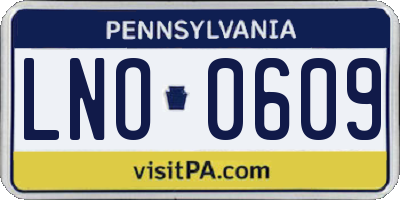 PA license plate LNO0609