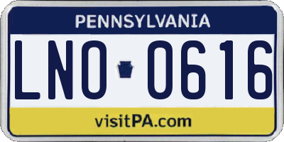 PA license plate LNO0616