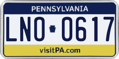 PA license plate LNO0617