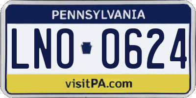 PA license plate LNO0624
