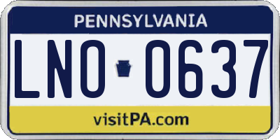 PA license plate LNO0637