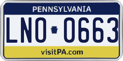 PA license plate LNO0663