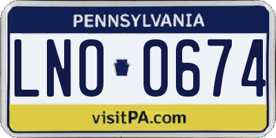 PA license plate LNO0674